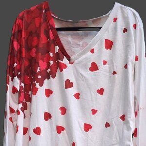 Women's Plus Size 3X Top Shirt with Hearts long sleeves Valentine's Day!